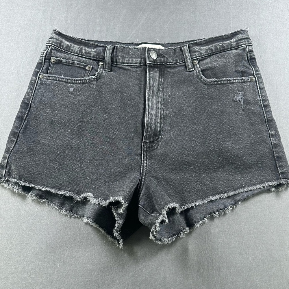 Abercrombie & Fitch Black Frayed Hem Denim Shorts